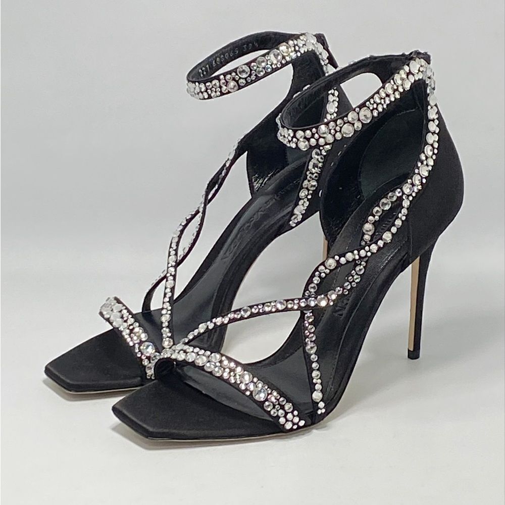 Alexander McQueen Crystal-Embellished Satin High-Heel Sandals